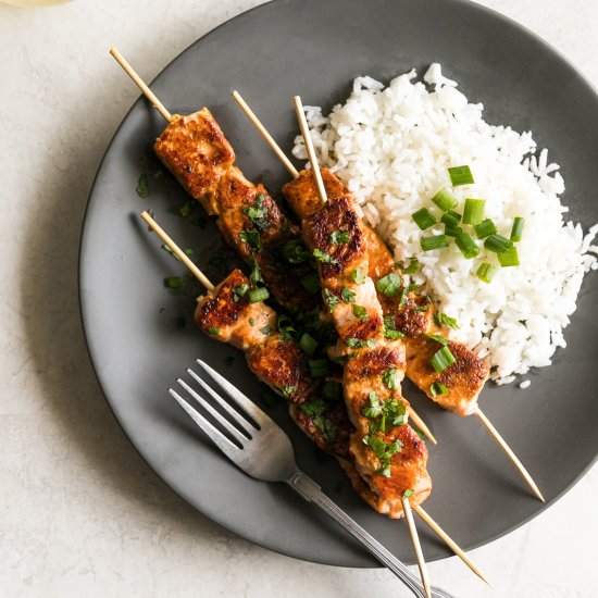 Honey Garlic Salmon Skewers