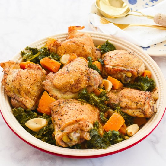 40 Clove Chicken w/Kale & Squash