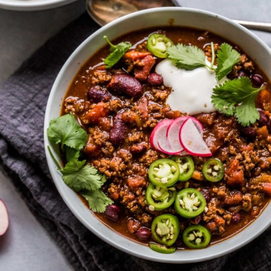 Erin’s Spicy Beef & Beer Chili