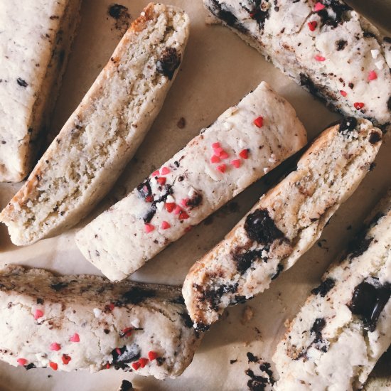 marzipan chocolate chunk biscotti