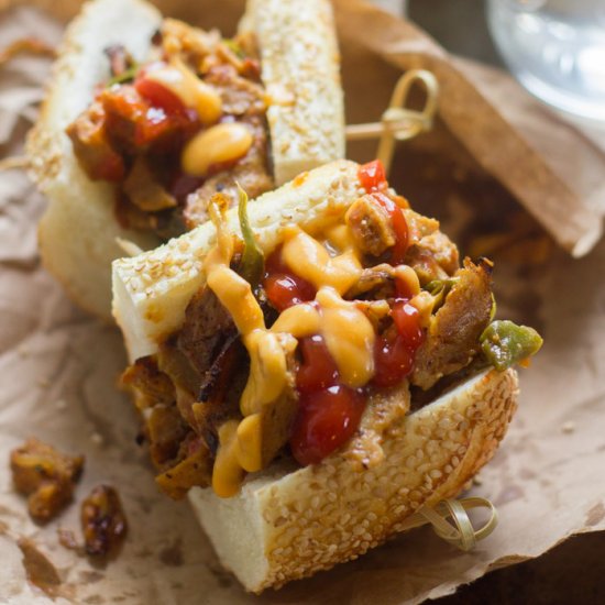 Vegan Philly Cheesesteak Sandwiches