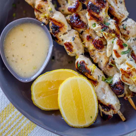 Lemon Greek Chicken Skewers