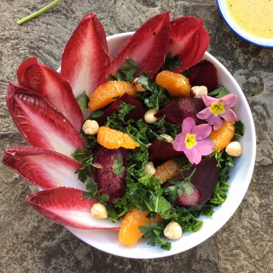 Beet Chicory Kale Hazelnut Salad