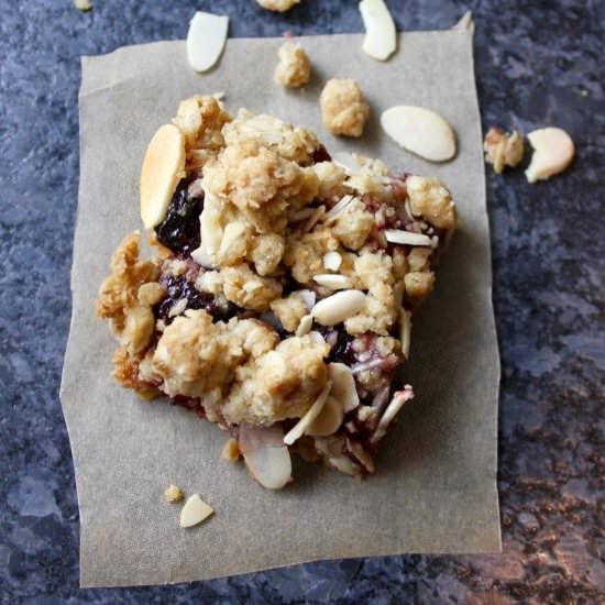 Raspberry Cherry Crumble Bars