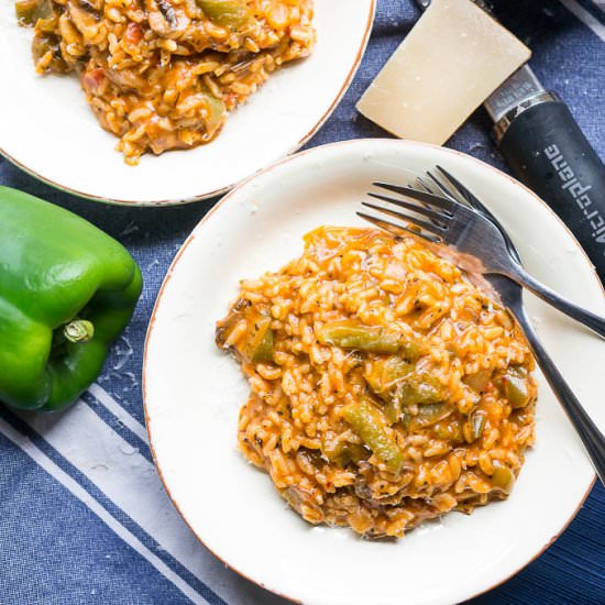 Pressure Cooker Cheesy Pizza Risotto