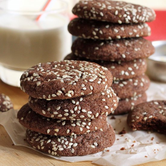 Honey Sesame Cocoa Cookies