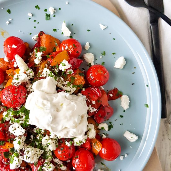 Warm salad with grilled bell peppers