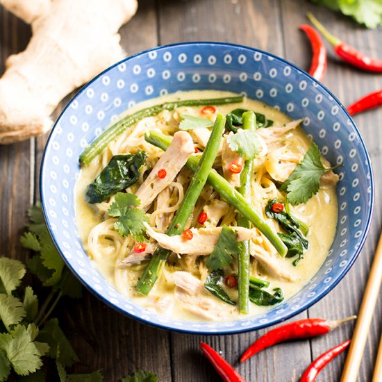 One Pot Chicken Thai Noodle Soup