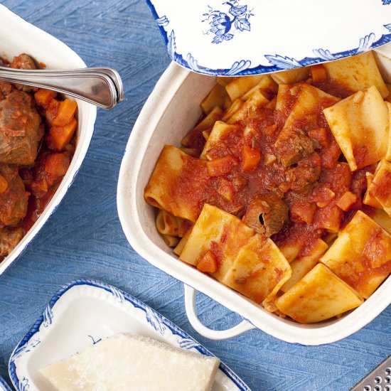 Braised Lamb Ragu With Schiaffoni