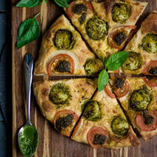 Pesto + Brussels Sprouts Pizza