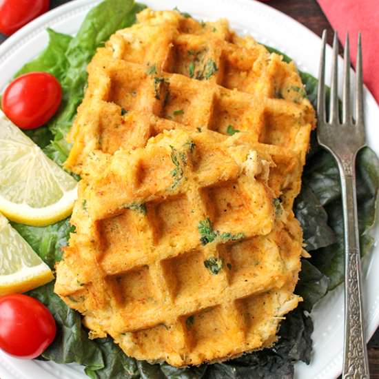 Paleo Whole30 Crab Cake Waffles