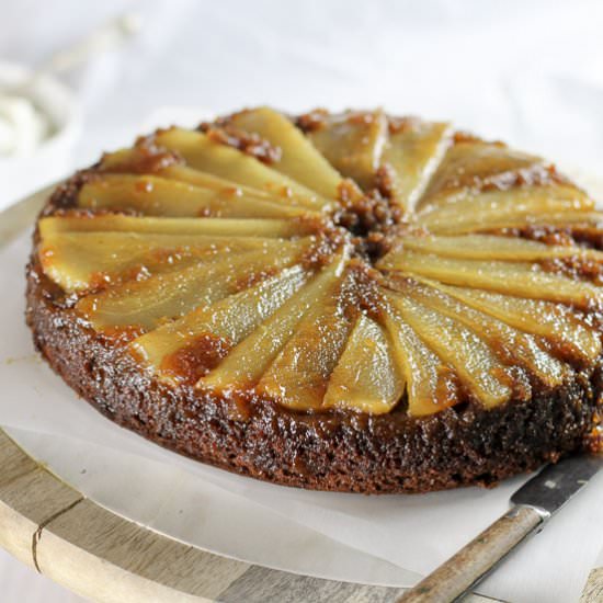 Pear Gingerbread Upside Down Cake