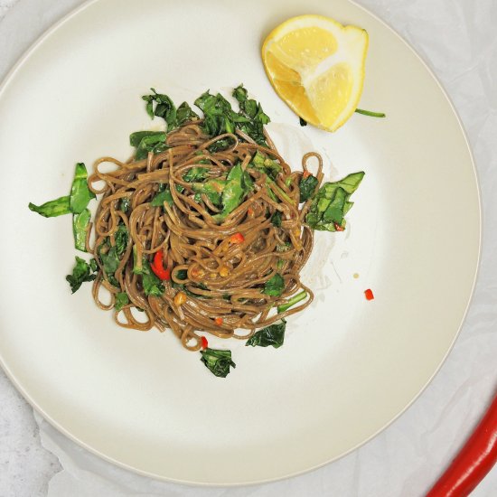 Spicy Nutty Sauce with Soba Noodles