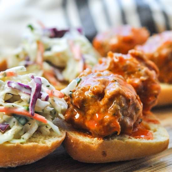 Buffalo Chicken Meatball Sliders