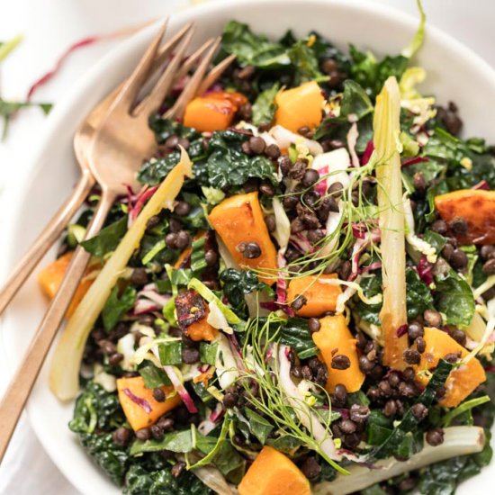 Winter Kale Salad with Lentils