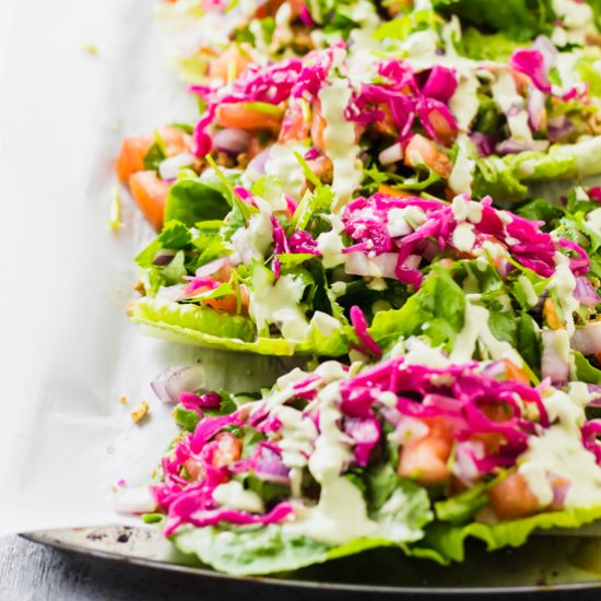 Raw Vegan Romaine Lettuce Tacos