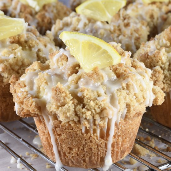 Lemon Crumb Muffins with Lemon Glaz