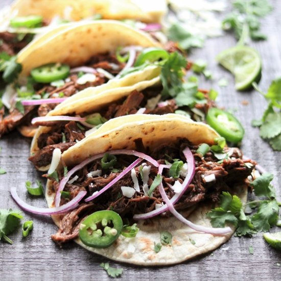 Slow Cooker Ancho Short Rib Tacos