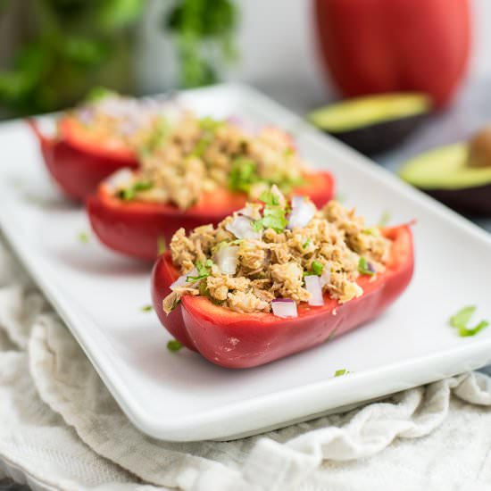 Simple Whole30 Tuna Stuffed Peppers