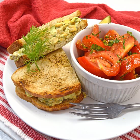 Chickpea Sandwich with Tomato Salad