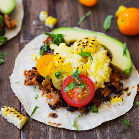 Spicy Quinoa and Black Bean Tacos