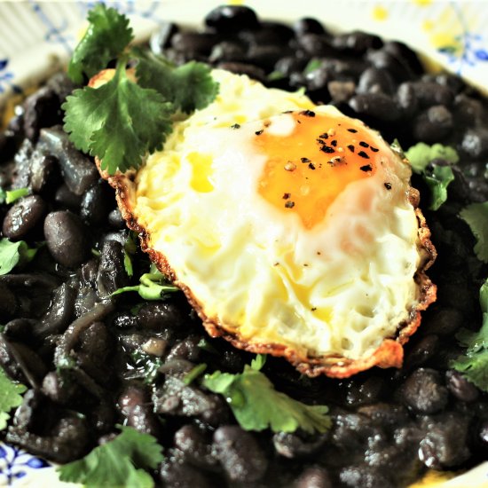 Crispy Fried Egg and Black Beans