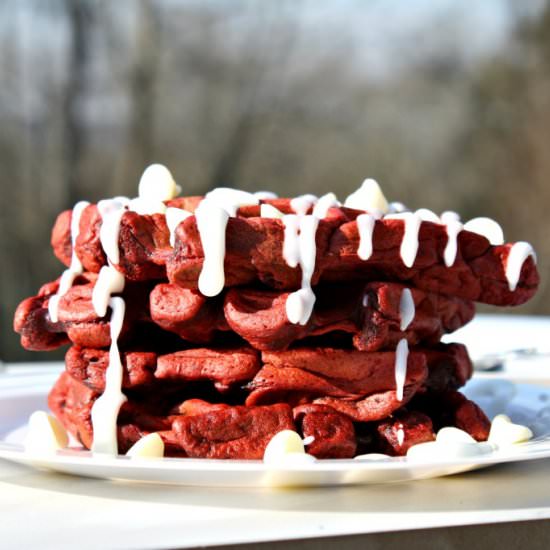 healthy red velvet waffles