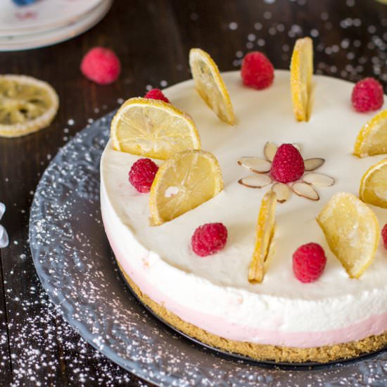 Lemon Raspberry No Bake Cheesecake