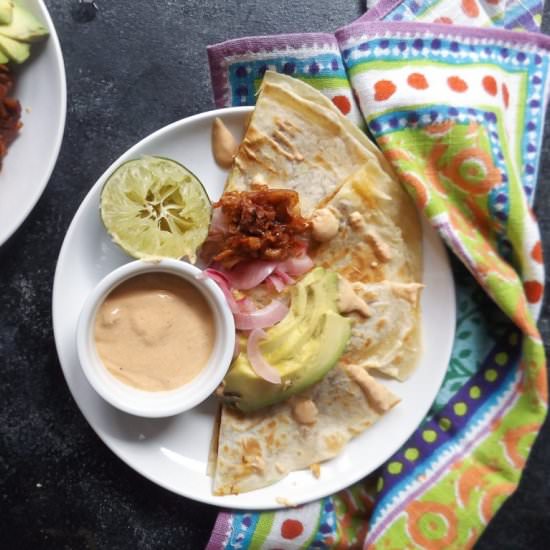 Barbeque Jackfruit Quesadilla