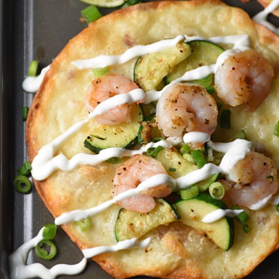 SHRIMP AND ZUCCHINI TOSTADAS