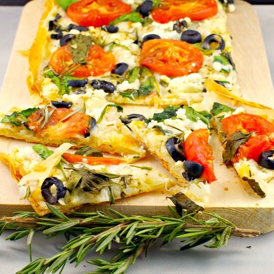 Greek Vegetarian Phyllo Pizza