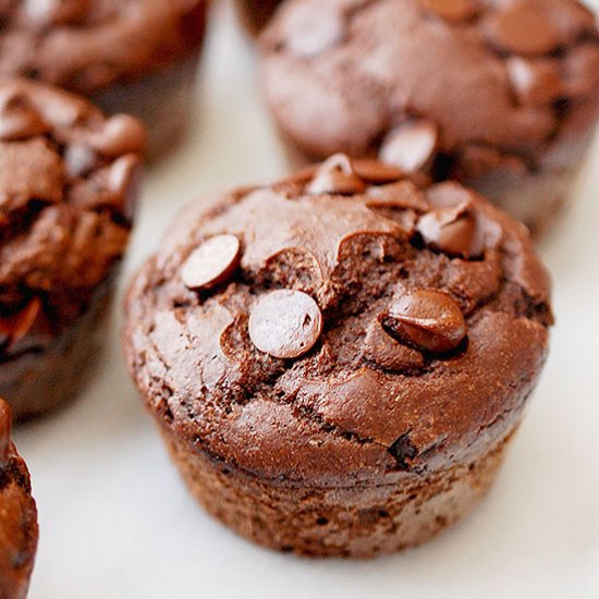 Whole wheat double chocolate muffin