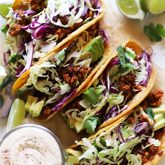 Tempeh Tacos with Chipotle Crema