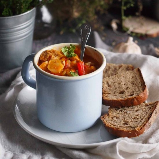 Turkey, pumpkin and pepper stew