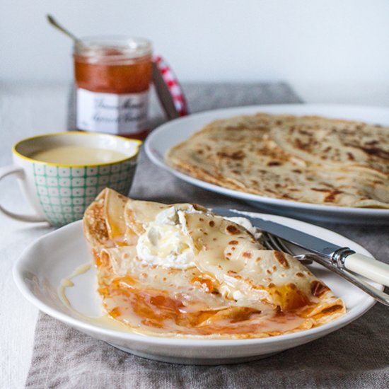 Apricot and Tonka White Choc Crepes