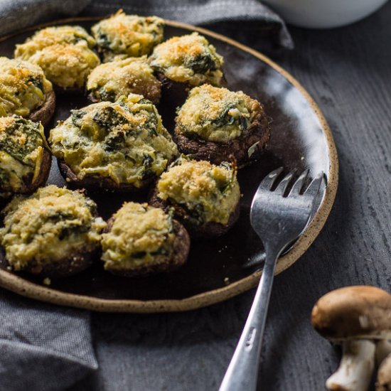 Spinach Artichoke Stuffed Mushrooms