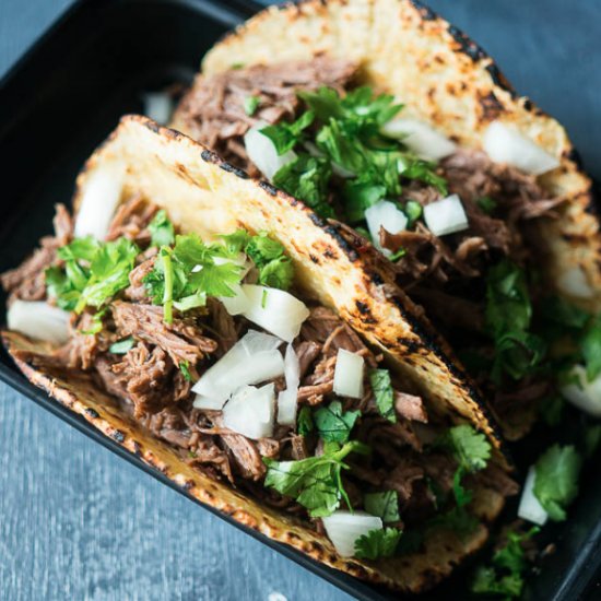 Pressure Cooker Adobo Beef Tacos