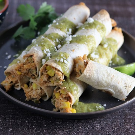 Roasted Chicken Verde Taquitos