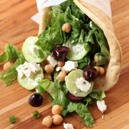 Greek Chickpea Flatbread Salad