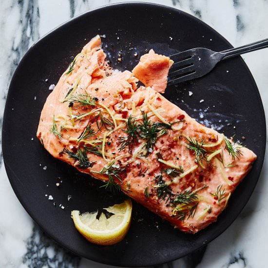 Sous Vide Salmon with Lemon and Dil