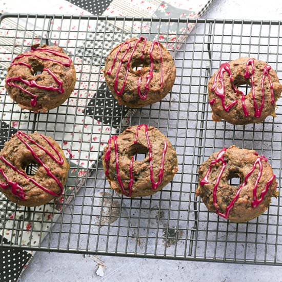 Vegan beetroot baked doughnuts