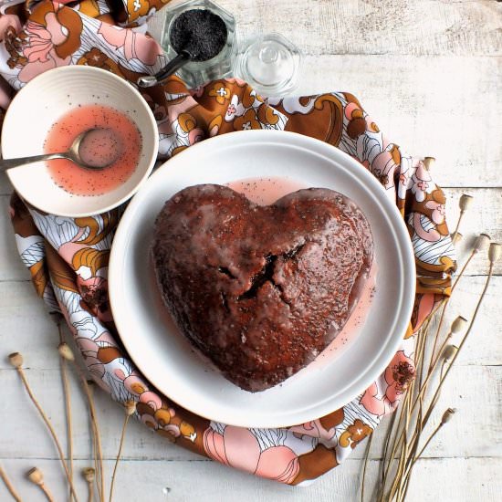 Guava Poppy Seed Heart Cake