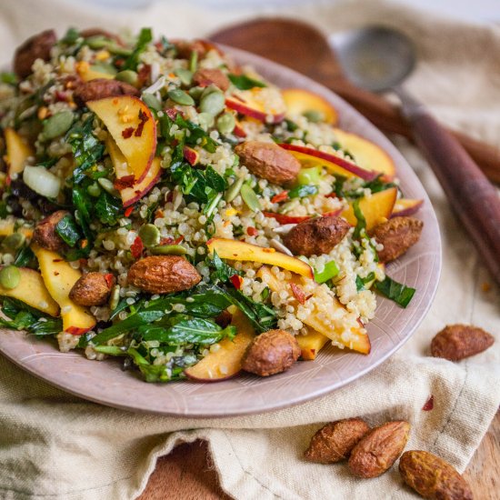 Peach and almond quinoa salad