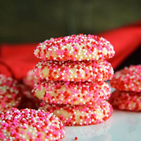 Valentine Sprinkle Sugar Cookies.