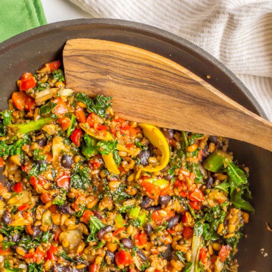 Kale black bean quinoa sauté