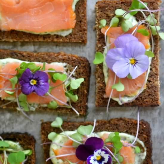 Smoked Salmon Open Faced Sandwiches