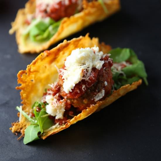 Meatball Tacos with Parmesan Shell