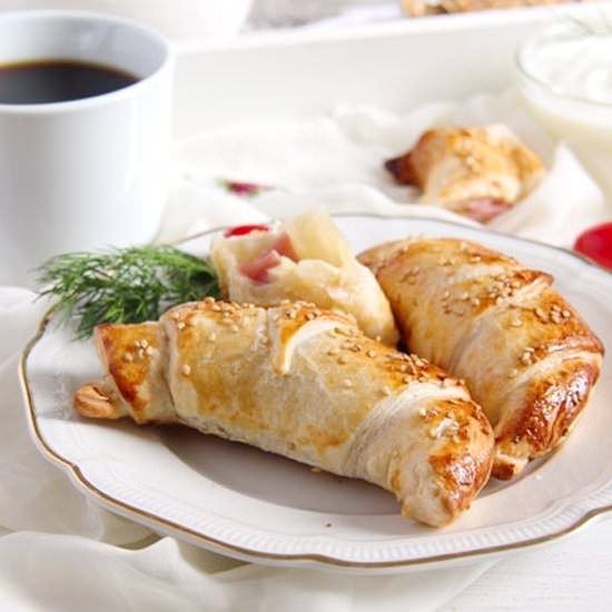 Ham & Cheese Puff Pastry Croissants