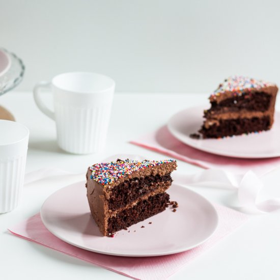 double choc salted caramel cake