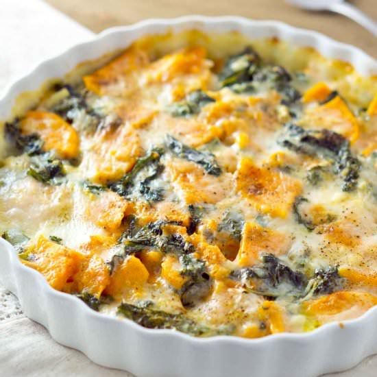 Sweet Potato and Kale Gratin